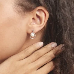 Outlet Histoire d'Or Boucles D'oreilles Pendantes Ivana Argent Blanc Perle De Culture