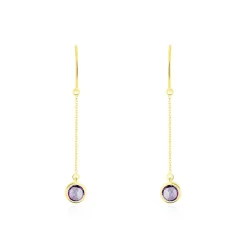 Clearance Histoire d'Or Boucles D'oreilles Pendantes Arenale Or Jaune Amethyste or jaune amethyste violette