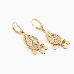 Hot Histoire d'Or Boucles D'oreilles Pendantes Makari Or Jaune