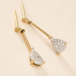 Online Histoire d'Or Boucles D'oreilles Pendantes Pear C Or Jaune Diamant