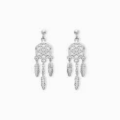 Clearance Histoire d'Or Boucles D'oreilles Pendantes Oniria Argent Blanc