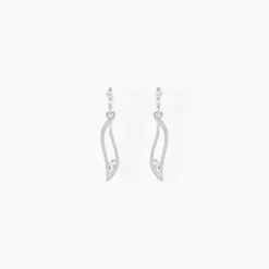 Discount Histoire d'Or Boucles D'oreilles Pendantes Ysanna Or Blanc Oxyde De Zirconium