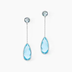 Histoire d'Or Boucles D'oreilles Pendantes Denis Or Blanc Topaze* Boucles D'Oreilles|Boucles D'Oreilles Pendantes