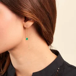 Histoire d'Or Boucles D'oreilles Pendantes Caron Or Jaune Malachite or jaune malachite vert