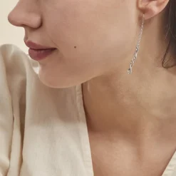 Sale Histoire d'Or Boucles D'oreilles Pendantes Noelle Argent Blanc