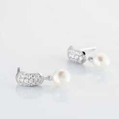 Histoire d'Or Boucles D'oreilles Pendantes Providence Argent  Perle De Culture Oxyde