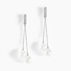Histoire d'Or Boucles D'oreilles Pendantes Giacomo Or Blanc Perle De Culture* Boucles D'Oreilles|Boucles D'Oreilles Pendantes