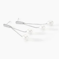 Histoire d'Or Boucles D'oreilles Pendantes Giacomo Or Blanc Perle De Culture* Boucles D'Oreilles|Boucles D'Oreilles Pendantes