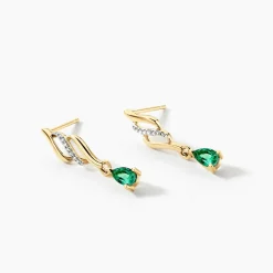 Online Histoire d'Or Boucles D'oreilles Pendantes Or Jaune  Patrocle Emeraude Et Diamants