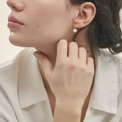 Outlet Histoire d'Or Boucles D'oreilles Pendantes Akoya Or Jaune Perle De Culture D'akoya