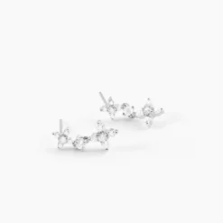 Sale Histoire d'Or Boucles D'oreilles Pendantes Midnight Flower Argent Blanc Oxyde