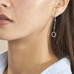 Histoire d'Or Boucles D'oreilles Pendantes Toi Et Moi Argent Blanc