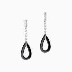 Discount Histoire d'Or Boucles D'oreilles Pendantes Amaris Argent Blanc Céramique Et Oxyde