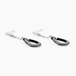 Discount Histoire d'Or Boucles D'oreilles Pendantes Amaris Argent Blanc Céramique Et Oxyde