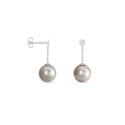 Histoire d'Or Boucles D'oreilles Pendantes Semi-ronde Or Blanc Perle De Tahiti* Boucles D'Oreilles|Boucles D'Oreilles Pendantes