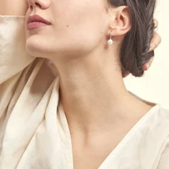 Online Histoire d'Or Boucles D'oreilles Pendantes Gwaldys Argent  Perle De Culture Et Oxyde
