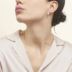 Online Histoire d'Or Boucles D'oreilles Pendantes Sathine Argent  Perle De Culture Et Oxyde