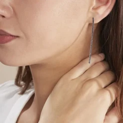 Histoire d'Or Boucles D'oreilles Pendantes Lou-anne Argent Blanc Oxyde Noir argent blanc oxyde de zirconium noir