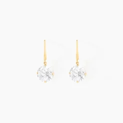 Online Histoire d'Or Boucles D'oreilles Pendantes Oxyde Rond Or Jaune Oxyde De Zirconium