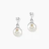 Histoire d'Or Boucles D'oreilles Pendantes Melya Argent  Perle De Culture Et Oxyde