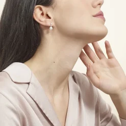 Histoire d'Or Boucles D'oreilles Pendantes Melya Argent  Perle De Culture Et Oxyde