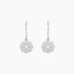 New Histoire d'Or Boucles D'oreilles Pendantes Lynne Argent Blanc