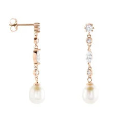 Histoire d'Or Boucles D'oreilles Pendantes Lynes Argent Rose Perle De Culture* Boucles D'Oreilles|Boucles D'Oreilles Fantaisie