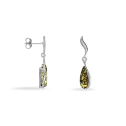Online Histoire d'Or Boucles D'oreilles Pendantes Argent Blanc Odilon Ambre