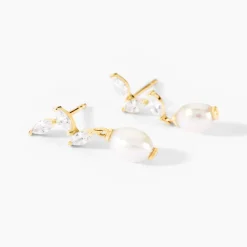 Histoire d'Or Boucles D'Oreilles Pendantes Nacrée Or Jaune Perle De Culture Oxyde De Zirconium* Boucles D'Oreilles|Boucles D'Oreilles Pendantes