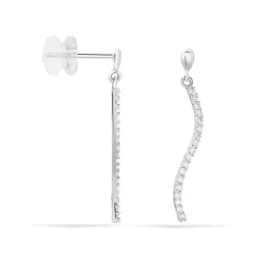 Online Histoire d'Or Boucles D'oreilles Pendantes Torsade Or Blanc Oxyde De Zirconium