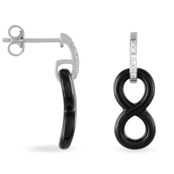 Histoire d'Or Boucles D'oreilles Pendantes Celinia Argent Blanc Céramique Et Oxyde* Boucles D'Oreilles|Boucles D'Oreilles Fantaisie