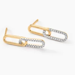 Histoire d'Or Boucles D'oreilles Pendantes Graphic Lines Or Jaune Oxyde De Zirconium* Boucles D'Oreilles|Boucles D'Oreilles Pendantes