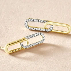Histoire d'Or Boucles D'oreilles Pendantes Graphic Lines Or Jaune Oxyde De Zirconium* Boucles D'Oreilles|Boucles D'Oreilles Pendantes