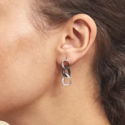 Online Histoire d'Or Boucles D'oreilles Pendantes Link Argent Blanc Céramique Et Oxyde