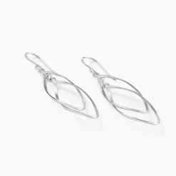 Best Histoire d'Or Boucles D'oreilles Pendantes Twisty Argent Blanc