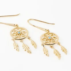 Histoire d'Or Boucles D'oreilles Plaqué Or Jaune Attrape Rêves Turquoises* Boucles D'Oreilles|Boucles D'Oreilles Fantaisie