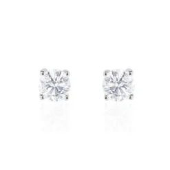 Best Histoire d'Or Boucles D'oreilles Puces 4 Griffes Or Blanc Diamant Synthetique or blanc diamant synthétique blanc