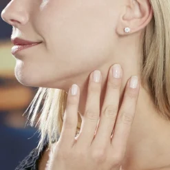 Best Histoire d'Or Boucles D'oreilles Puces 4 Griffes Or Blanc Diamant Synthetique or blanc diamant synthétique blanc