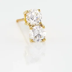 Clearance Histoire d'Or Boucles D'oreilles Puces 4 Griffes Or Jaune Diamant Synthetique or jaune diamant synthétique blanc