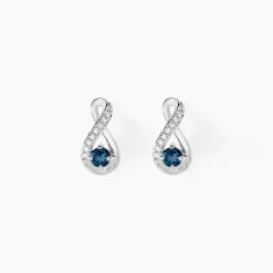 Online Histoire d'Or Boucles D'oreilles Puces Augusta Or Blanc Topaze Et Oxyde De Zirconium