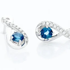 Online Histoire d'Or Boucles D'oreilles Puces Augusta Or Blanc Topaze Et Oxyde De Zirconium