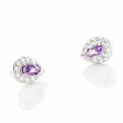 New Histoire d'Or Boucles D'oreilles Puces Argent Blanc Tania Oxydes De Zirconium argent blanc oxyde violet