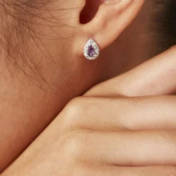 New Histoire d'Or Boucles D'oreilles Puces Argent Blanc Tania Oxydes De Zirconium argent blanc oxyde violet