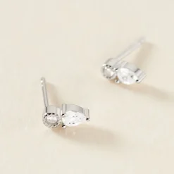 New Histoire d'Or Boucles D'oreilles Puces Argent Blanc Delya Oxyde De Zirconium