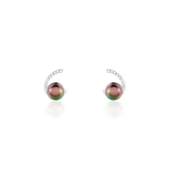 Histoire d'Or Boucles D'oreilles Puces Anais Or Blanc Perle De Culture Et Oxyde* Boucles D'Oreilles|Clous D'Oreilles
