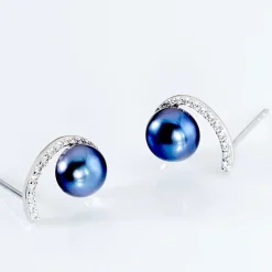 Histoire d'Or Boucles D'oreilles Puces Anais Or Blanc Perle De Culture Et Oxyde* Boucles D'Oreilles|Clous D'Oreilles