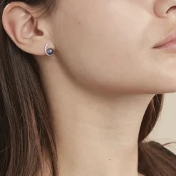 Histoire d'Or Boucles D'oreilles Puces Anais Or Blanc Perle De Culture Et Oxyde* Boucles D'Oreilles|Clous D'Oreilles