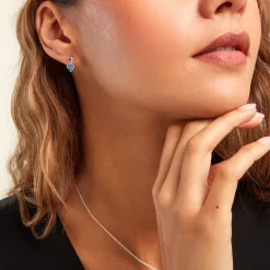 Hot Histoire d'Or Boucles D'oreilles Puces Atieno Argent Blanc Oxyde De Zirconium argent blanc oxyde bleu sky