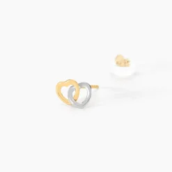 Histoire d'Or Boucles D'oreilles Puces Anne-maudae Double Coeurs Or Bicolore* Boucles D'Oreilles|Clous D'Oreilles