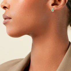 Histoire d'Or Boucles D'Oreilles Puces Angelika Or Jaune Emeraude Diamant* Boucles D'Oreilles|Boucles D'Oreilles Pendantes